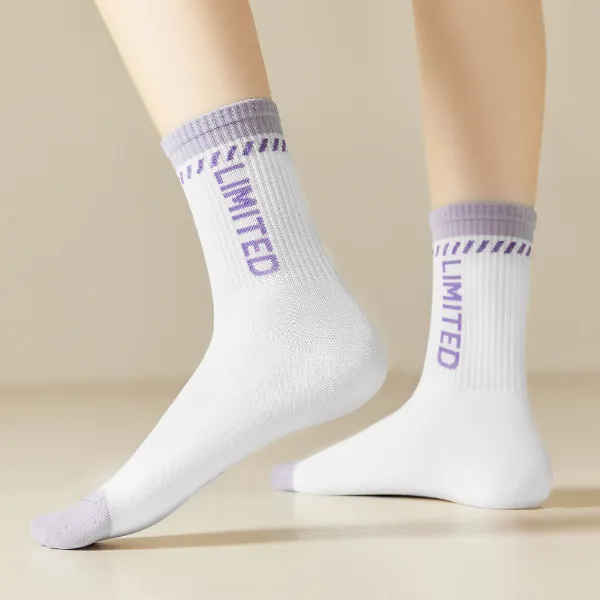 H YXIANG Mid Calf Socks Women's 4 Pack Lilac-2