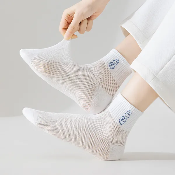 H YXIANG Ankle Socks Women's 6 Pack White-3