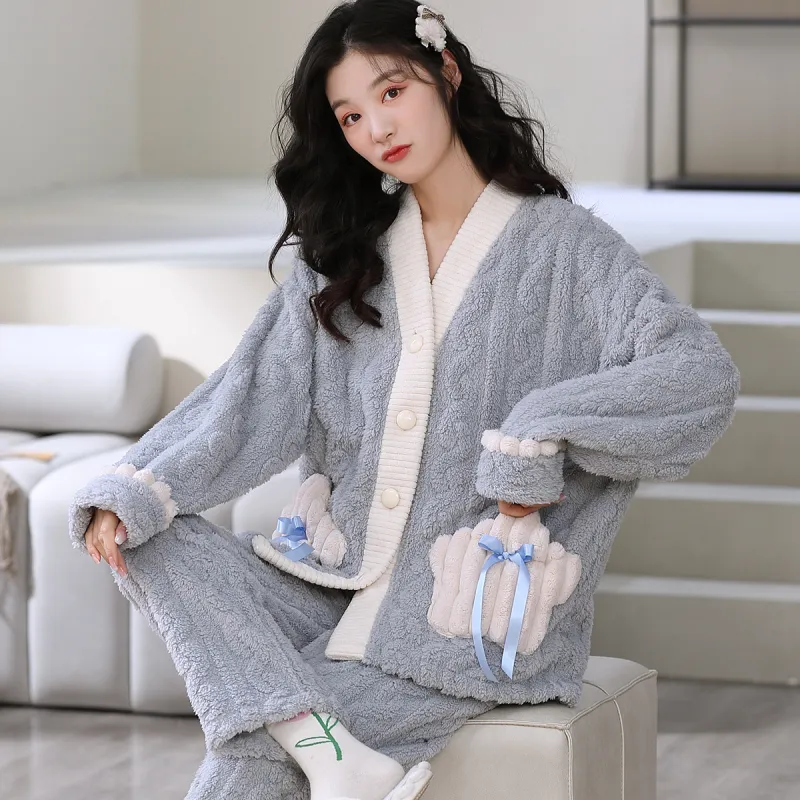 H YXIANG Pajama Set Women's Blue-3