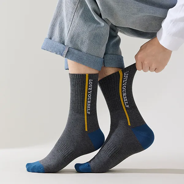 H YXIANG Mid Calf Socks Men's 5 Pack-3
