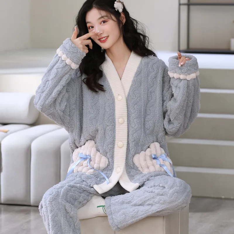H YXIANG Pajama Set Women's Blue-2