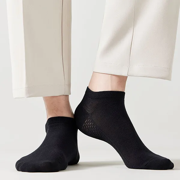 H YXIANG Ankle Socks Men's 6 Pack Black-2