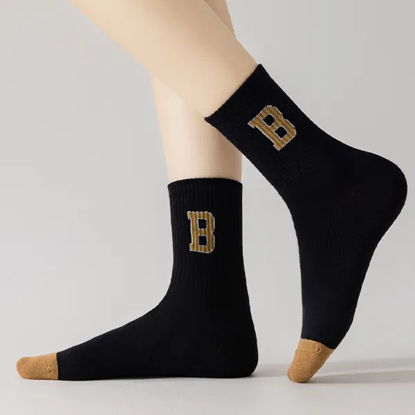 H YXIANG Mid Calf Socks Women's 5 Pack Mixed Color-4