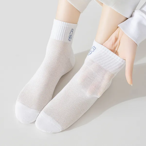 H YXIANG Ankle Socks Women's 6 Pack White-5