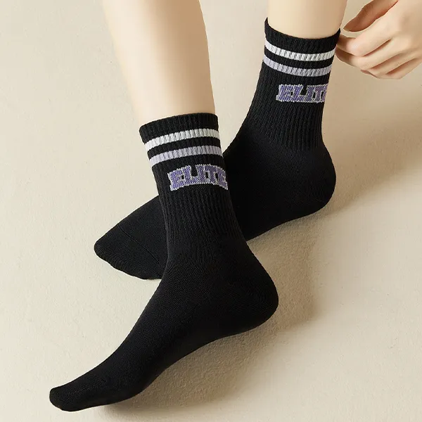 H YXIANG Mid Calf Socks Women's 4 Pack Lilac-4