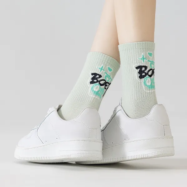 H YXIANG Mid Calf Socks Women's 5 Pack-2