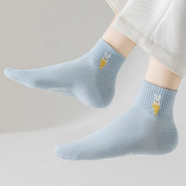 H YXIANG Ankle Socks Women's 5 Pack Light Blue Shades-2