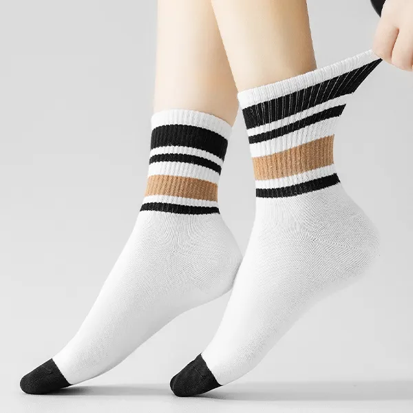 H YXIANG Mid Calf Socks Women's 5 Pack Mixed Color-3