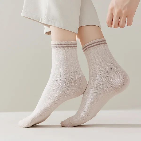 H YXIANG Mid Calf Socks Women's 5 Pack-1