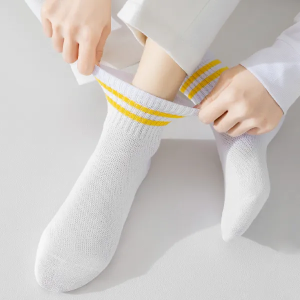 H YXIANG Ankle Socks Women's 5 Pack White-5