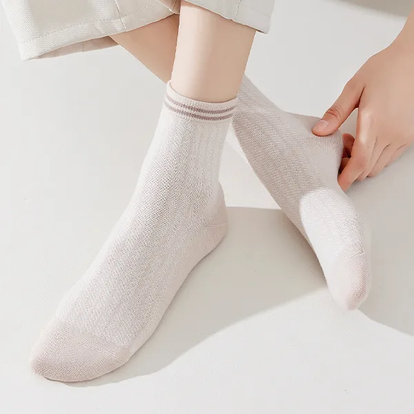 H YXIANG Mid Calf Socks Women's 5 Pack-3