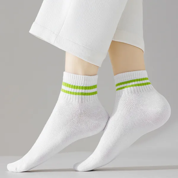 H YXIANG Ankle Socks Women's 5 Pack White-3