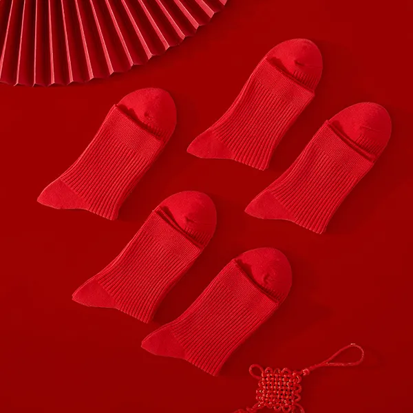 H YXIANG Mid Calf Socks Men's 5 Pack Red-4