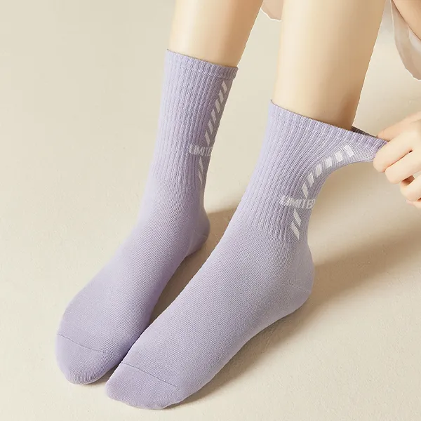 H YXIANG Mid Calf Socks Women's 4 Pack Lilac-1