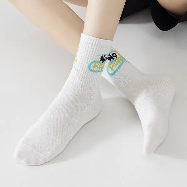 H YXIANG Mid Calf Socks Women's 5 Pack-4