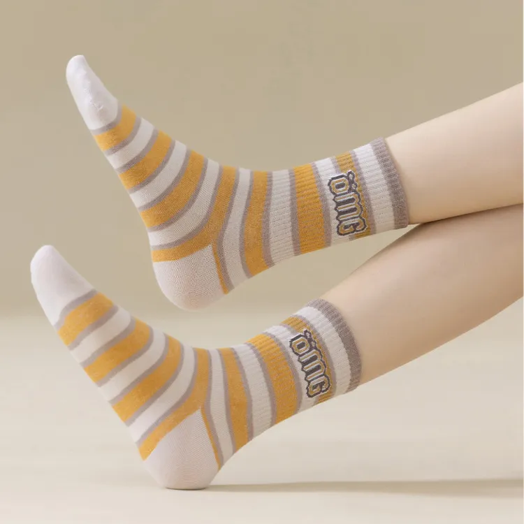 H YXIANG Mid Calf Socks Women's 5 Pack Mixed Color-5