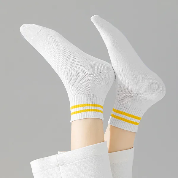 H YXIANG Ankle Socks Women's 5 Pack White-4