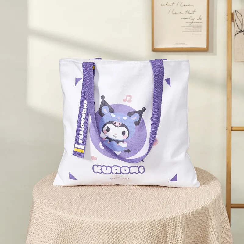 Sanrio Canvas Tote Bag Shopping Bag Travel Bag Handbag Women's White Purple-2