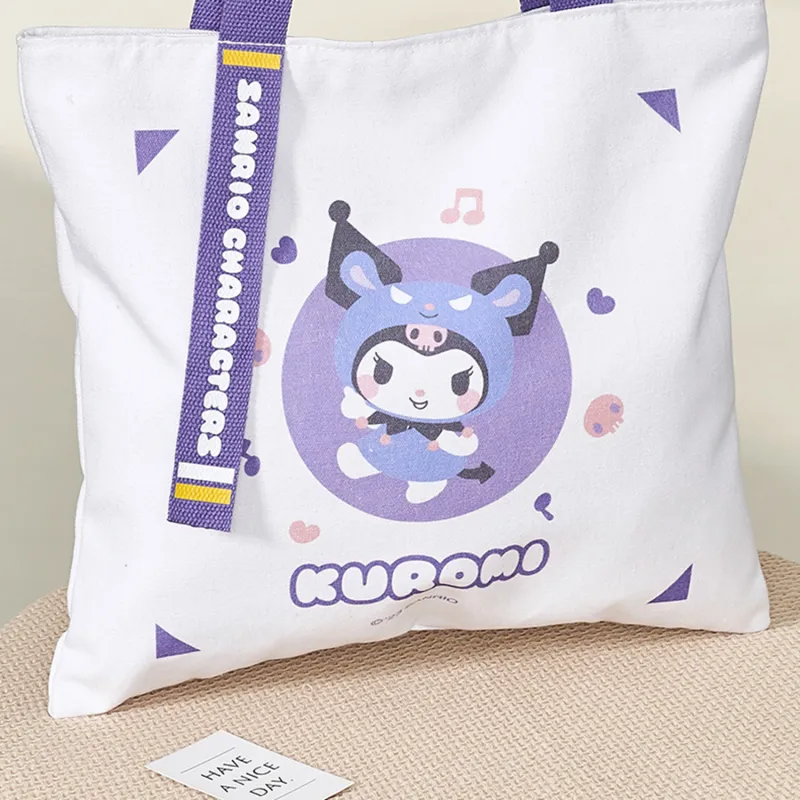Sanrio Canvas Tote Bag Shopping Bag Travel Bag Handbag Women's White Purple-1