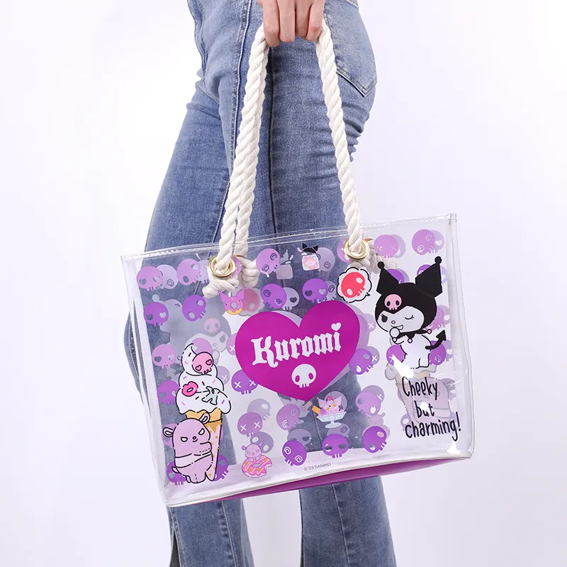 Sanrio PVC Metal Hybrid Handbag Medium Size Women's Purple Kuromi-2