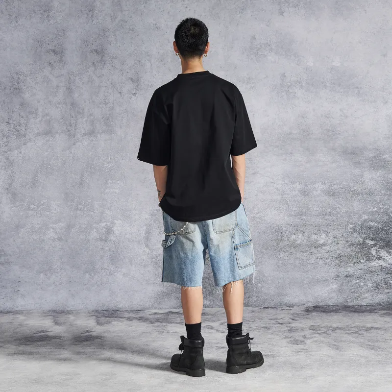 P.M.W Denim Shorts Men Washed Blue-5
