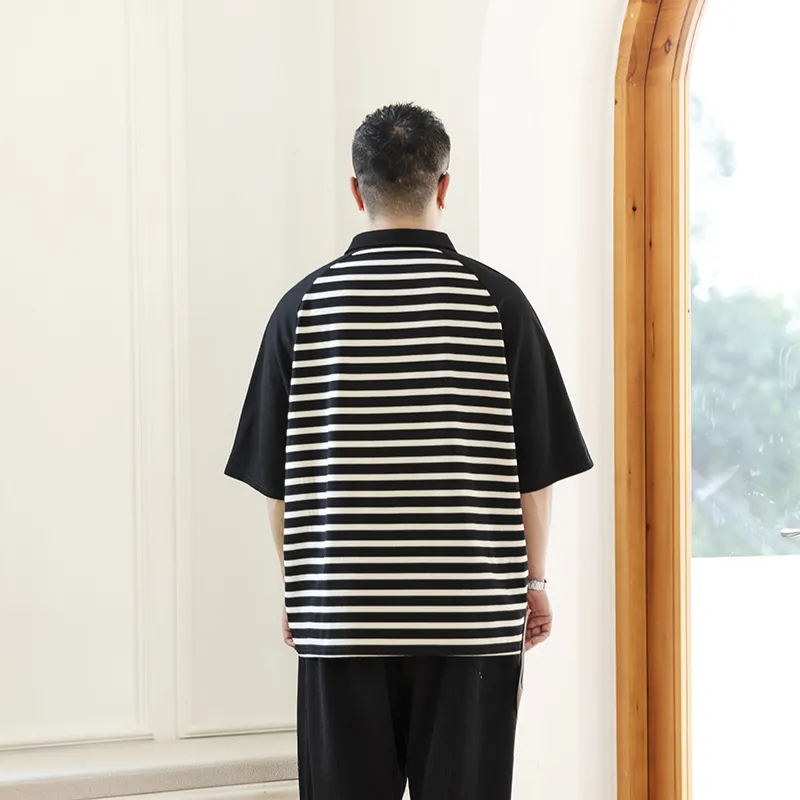 WAYNEXZAVIER Polo Shirts Men Stripes-4