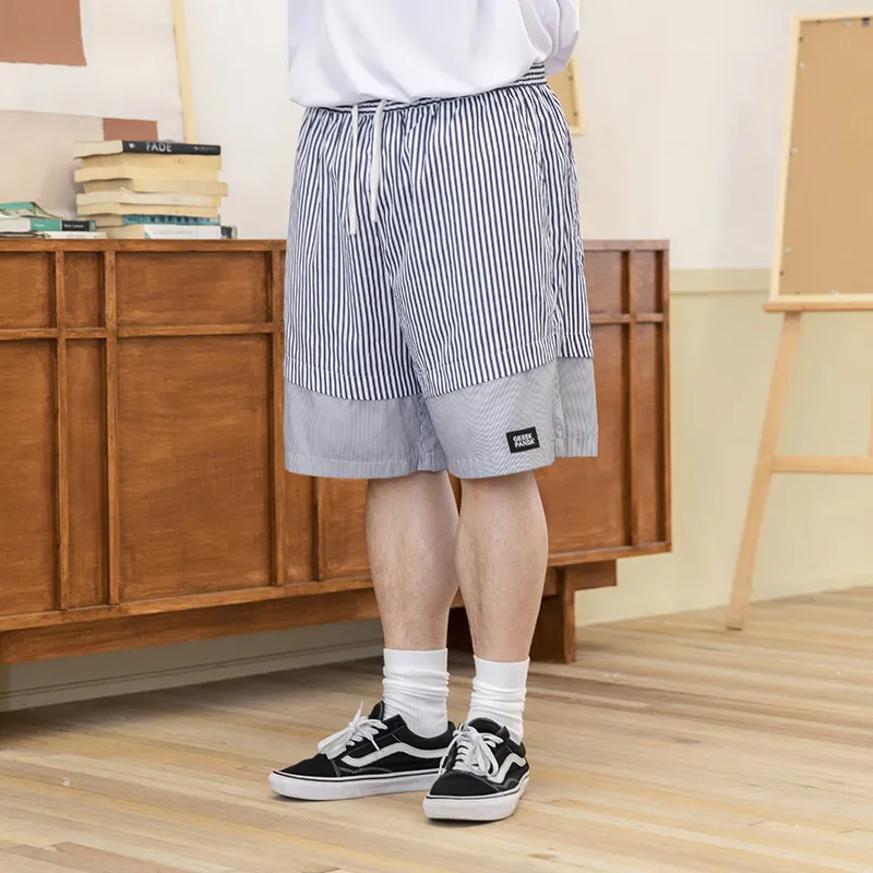 WAYNEXZAVIER Patchwork Stripes Shorts Men's-4