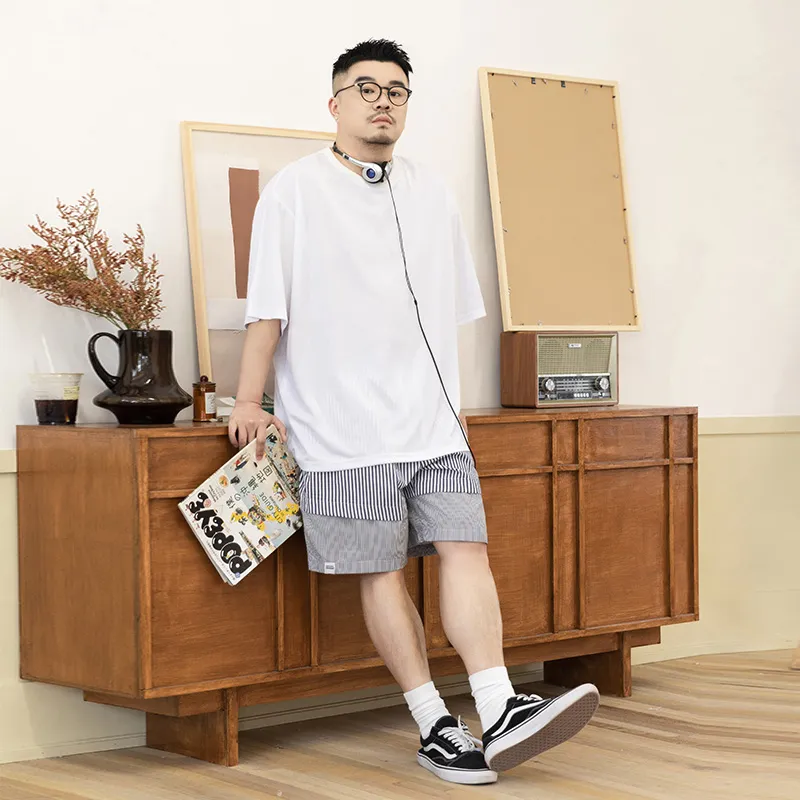 WAYNEXZAVIER Patchwork Stripes Shorts Men's-3