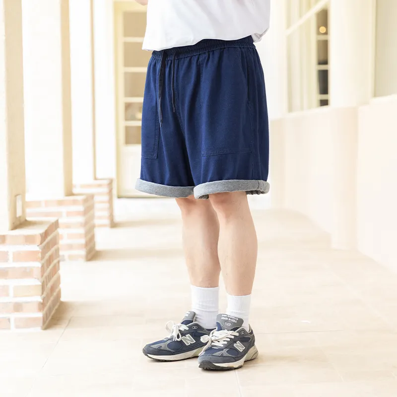 WAYNEXZAVIER Denim Shorts Men Dark Blue-3