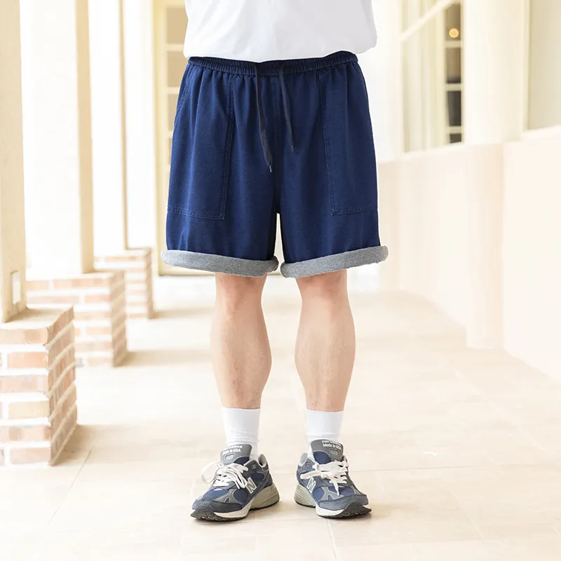 WAYNEXZAVIER Denim Shorts Men Dark Blue-2