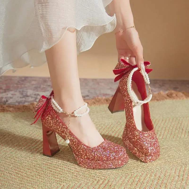 Dawei's House Chunky Heel High Heels Women's Gift Box Set-18