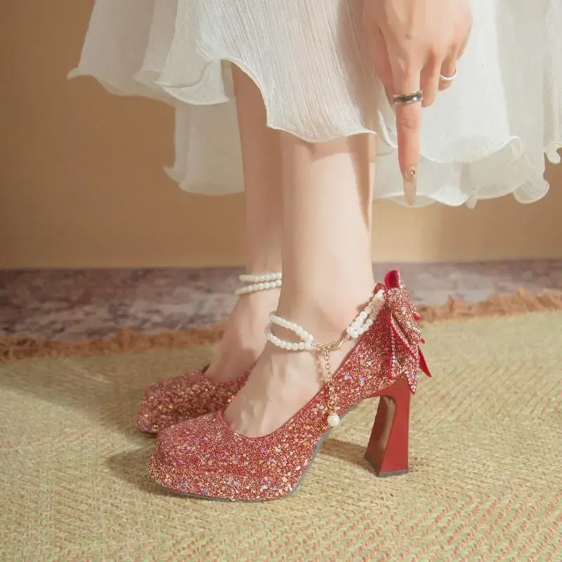 Dawei's House Chunky Heel High Heels Women's Gift Box Set-19