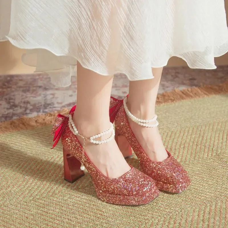 Dawei's House Chunky Heel High Heels Women's Gift Box Set-17