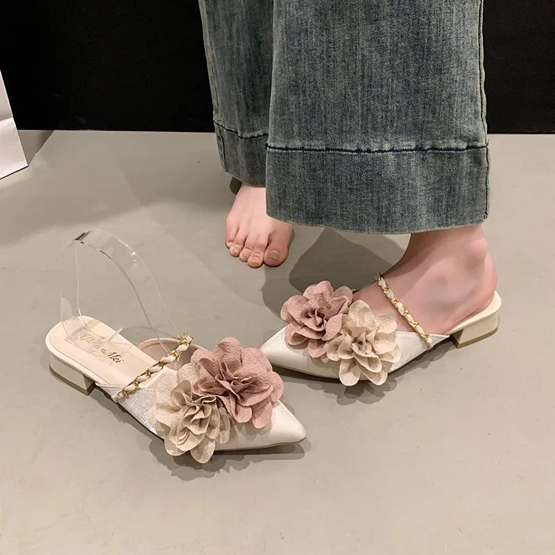 Dawei's House Rubber Sole Abrasion Resistant Slip Resistant Antibacterial Closed Toe Slippers Women's-1