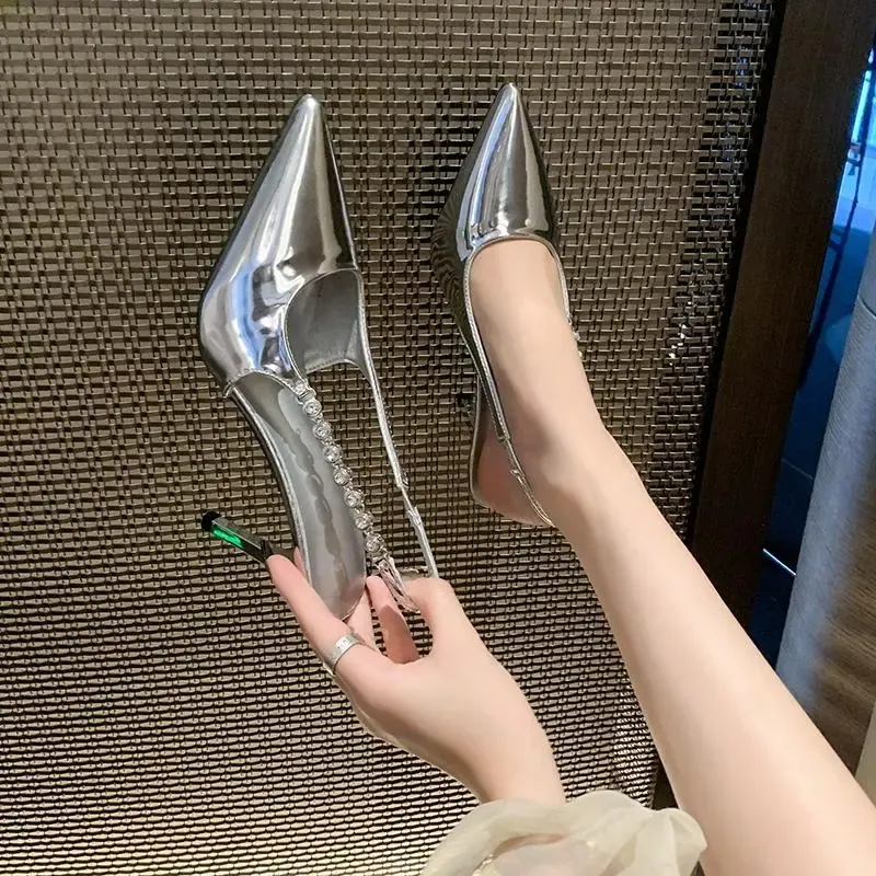 Dawei's House High Heels Women's Silver-12