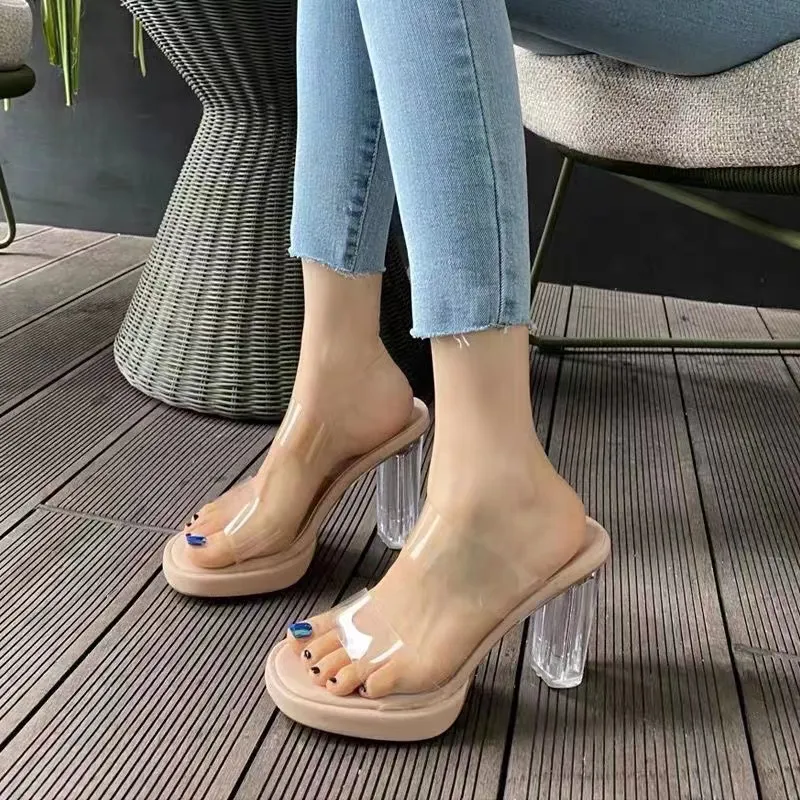 Dawei's House Rubber Sole Slip Resistant Abrasion Resistant Slide Slippers Women's Apricot-3