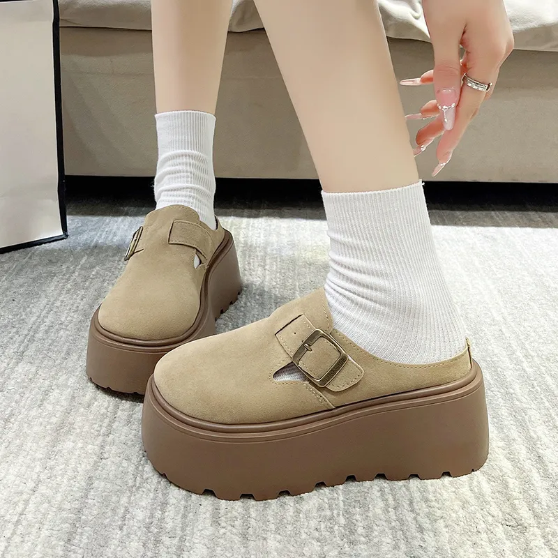 Dawei's House Rubber Sole Slip Resistant Antibacterial Closed Toe Slippers Women's-18