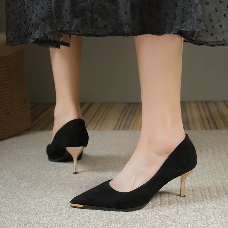 Dawei's House Slim Heel High Heels Women's Black Gift Box Set-5