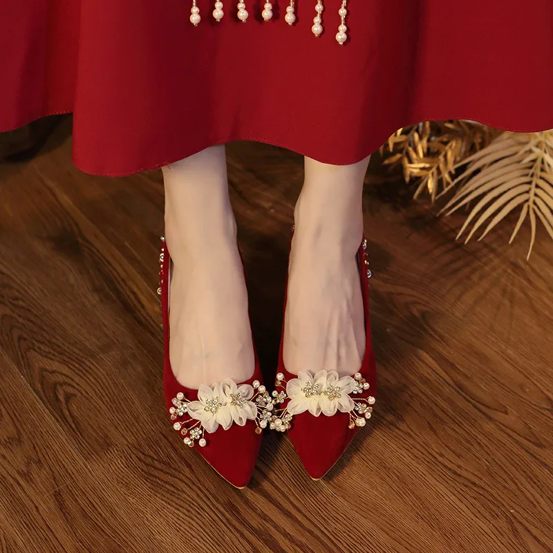 Dawei's House Slim Heel High Heels Women's Red-4