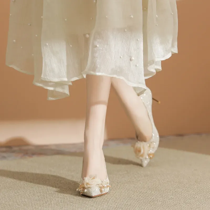 Dawei's House Slim Heel High Heels Women's Apricot-7