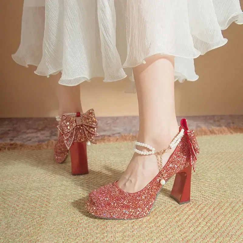 Dawei's House Chunky Heel High Heels Women's Gift Box Set-16