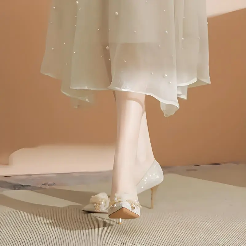Dawei's House Slim Heel High Heels Women's Apricot-12
