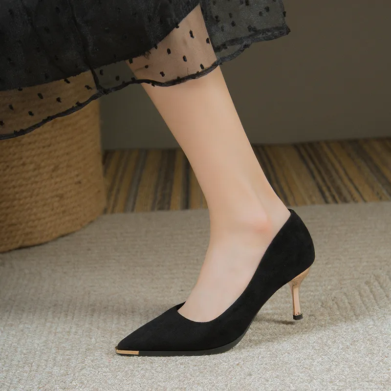 Dawei's House Slim Heel High Heels Women's Black Gift Box Set-3