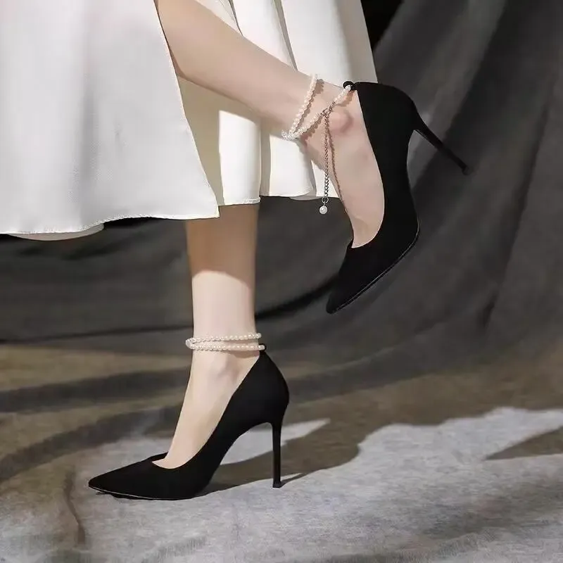 Dawei's House Slim Heel High Heels Women's Black-3