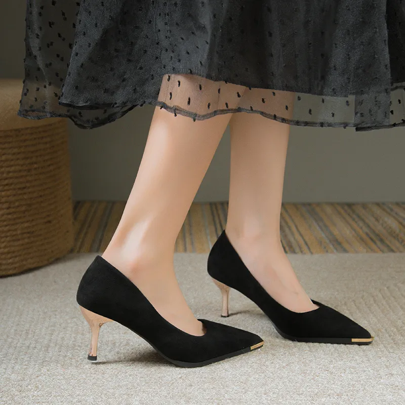 Dawei's House Slim Heel High Heels Women's Black Gift Box Set-1