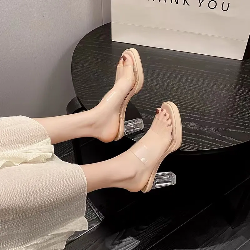 Dawei's House Rubber Sole Slip Resistant Abrasion Resistant Slide Slippers Women's Apricot-4