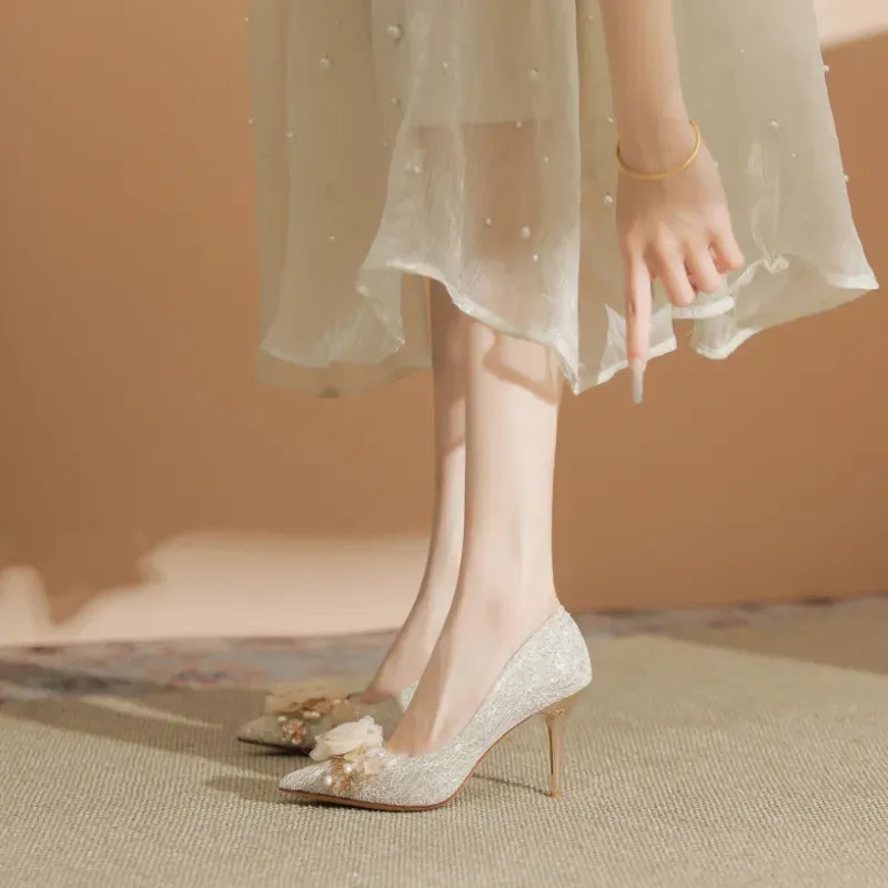 Dawei's House Slim Heel High Heels Women's Apricot-10