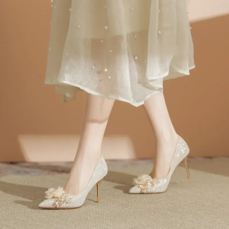 Dawei's House Slim Heel High Heels Women's Apricot-8