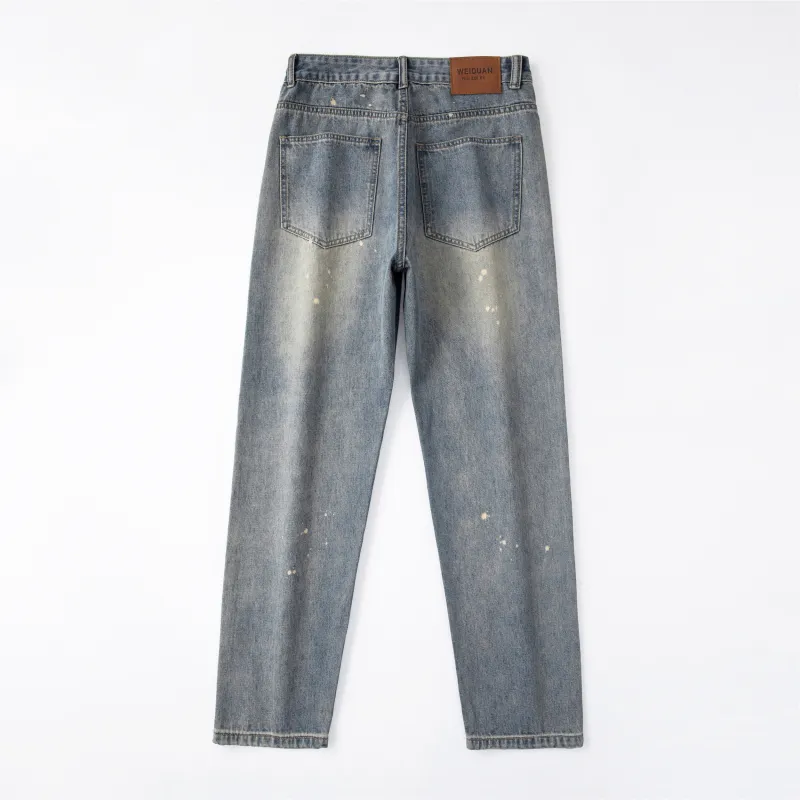 FCB ARCELONA Jeans Unisex Ink Splatter Vintage Blue-1