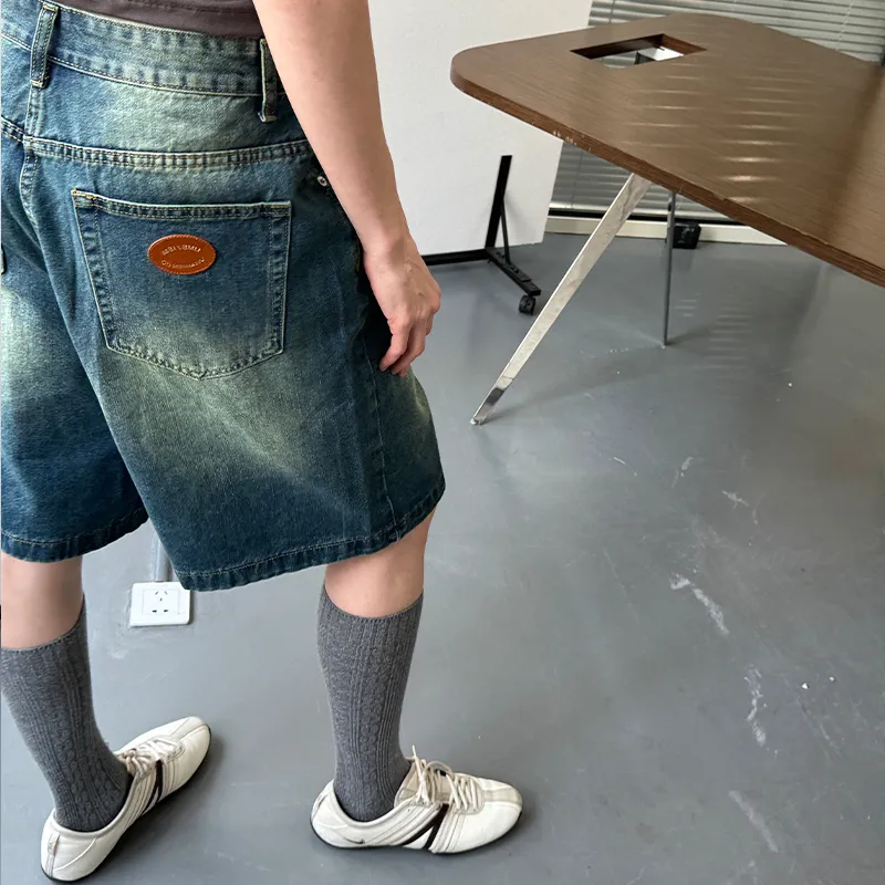 Umamiism Denim Shorts Unisex Vintage Blue-6